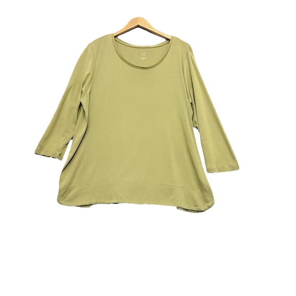 J. Jill Perfect Pima Womans Size XL Olive Green 3/4 Sleeve Top T-shirt Casual - Picture 1 of 6